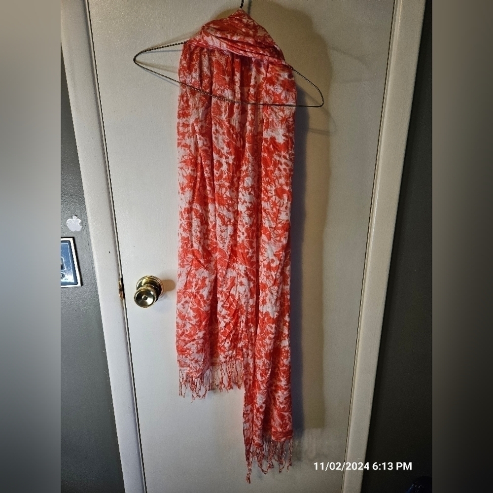 Liz Claiborne Orange & White Scarf